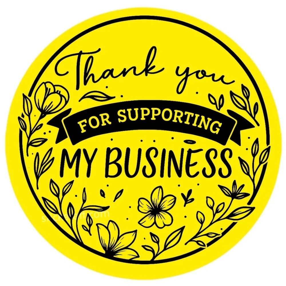 Thank You for Supporting My Business Sticker 2” | Floral Label for Packaging
